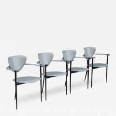  Arrben Italy Set of Four Arrben Marilyn Chairs in Gray Leather Black Chrome Made in Italy - 3391118