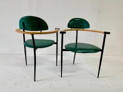  Arrben Italy Set of Four Green Stitched Leather Stiletto Chairs by Arrben ITALY - 4619805