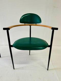  Arrben Italy Set of Four Green Stitched Leather Stiletto Chairs by Arrben ITALY - 4619808