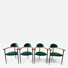  Arrben Italy Set of Four Green Stitched Leather Stiletto Chairs by Arrben ITALY - 4679056