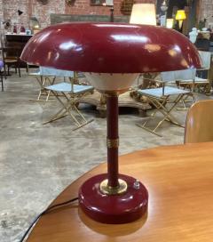  Arredoluce Arredoluce Attributed Table Lamp White Original Red Leather Italy 1950s - 1452605