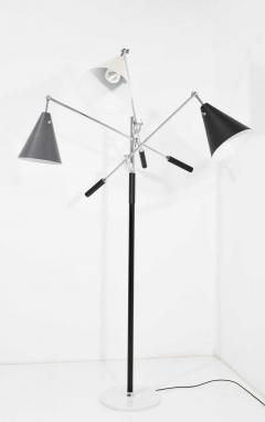  Arredoluce Arredoluce Triennale Three Arm Chrome Leather and Marble Floor Lamp - 1124886