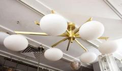  Arredoluce Custom Modern Italian Flush Mount with 9 Arms and 6 Opaline Globes - 3140808