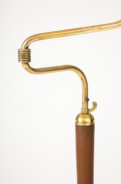  Arredoluce Italian 1940s Leather and Brass Standing Lamp - 3664658