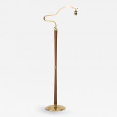  Arredoluce Italian 1940s Leather and Brass Standing Lamp - 3665161