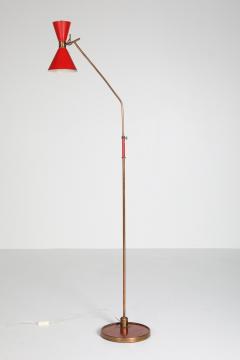  Arredoluce Italian floorlamp with a red shade 1950s - 1638307