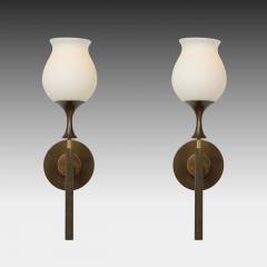  Arredoluce Rare Set of Four Brass and Frosted Glass Sconces by Arredoluce - 4787417