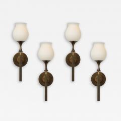  Arredoluce Rare Set of Four Brass and Frosted Glass Sconces by Arredoluce - 4789797