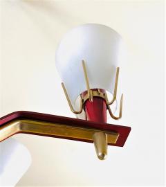  Arredoluce Red Metal and Opaline Glass Ceiling Light - 1423747