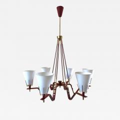  Arredoluce Red Metal and Opaline Glass Ceiling Light - 1426249