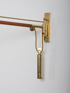  Arredoluce Swing arm wall light Brass and leather Italy c1950 Brass n - 4193926