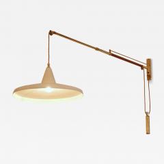  Arredoluce Swing arm wall light Brass and leather Italy c1950 Brass n - 4194463