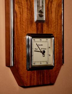  Art Deco Walnut And Chrome Barometer Thermometer - 3264507