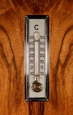  Art Deco Walnut And Chrome Barometer Thermometer - 3264508