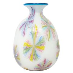  Arte Vetraria Muranese A V E M A Ve M AVeM A V E M Hand Blown Glass Vase with Colorful Starburst Murrhines 1950s - 2330411