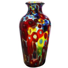  Arte Vetraria Muranese A V E M A Ve M AVeM Handblown Glass Vase with Gold Foil and Large Murrhines By A V E M 1950s - 2128162