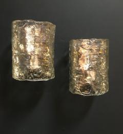  Arte Vetro Murano Italian Pair of Cylindrical Wall Lights in Frosted Murano Glass 1960s - 943498