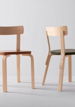  Artek Authentic Chair 69 in Birch with White Lacquer by Alvar Aalto Artek - 996908