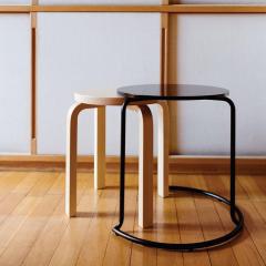 Artek Authentic Stool E60 in Lacquered Birch with Linoleum Seat by Alvar Aalto Artek - 998314