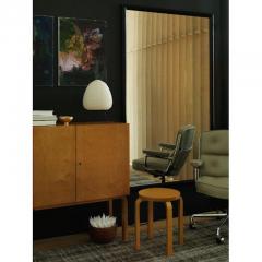 Artek Authentic Stool E60 in Lacquered Birch with Linoleum Seat by Alvar Aalto Artek - 998318