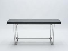  Artelano Italian Mid century black lacquer chrome extending console table 1970s - 1327288