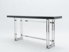  Artelano Italian Mid century black lacquer chrome extending console table 1970s - 1327294