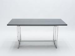  Artelano Italian Mid century black lacquer chrome extending console table 1970s - 1327295