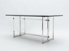  Artelano Italian Mid century black lacquer chrome extending console table 1970s - 1327296