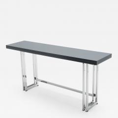  Artelano Italian Mid century black lacquer chrome extending console table 1970s - 1327946