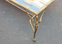  Artelegno 1950 1970 Bronze Coffee Table with Swans and Its Six Pieces of Sofas Signed GAD - 2433430