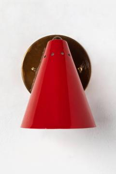  Arteluce 1950s Italian Red Cone Sconces in the Manner of Arteluce - 744136