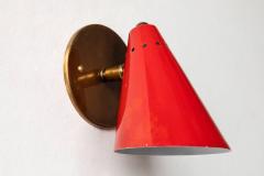  Arteluce 1950s Italian Red Cone Sconces in the Manner of Arteluce - 744139