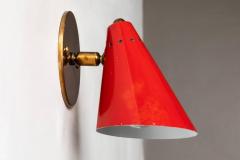  Arteluce 1950s Italian Red Cone Sconces in the Manner of Arteluce - 744140