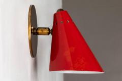  Arteluce 1950s Italian Red Cone Sconces in the Manner of Arteluce - 744141