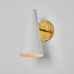  Arteluce 1950s Italian White Perforated Cone Sconce Attributed to Gino Sarfatti - 2853356