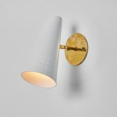  Arteluce 1950s Italian White Perforated Cone Sconce Attributed to Gino Sarfatti - 2853357