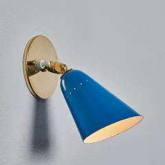  Arteluce 1960s Gino Sarfatti Model 26b Blue and Brass Wall Lamp for Arteluce - 3425692