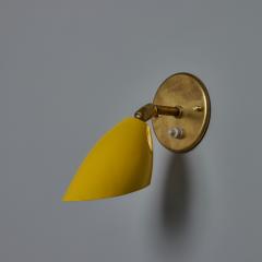  Arteluce 1960s Gino Sarfatti Model 26b Yellow and Brass Wall Lamp for Arteluce - 3924251