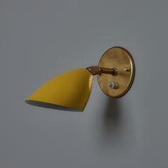  Arteluce 1960s Gino Sarfatti Model 26b Yellow and Brass Wall Lamp for Arteluce - 3924252