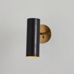  Arteluce Pair of 1950s Gino Sarfatti Cylindrical Metal and Brass Sconces for Arteluce - 3589269