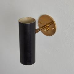  Arteluce Pair of 1950s Gino Sarfatti Cylindrical Metal and Brass Sconces for Arteluce - 3589273