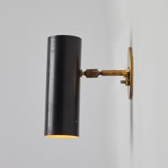  Arteluce Pair of 1950s Gino Sarfatti Cylindrical Metal and Brass Sconces for Arteluce - 3589275