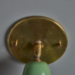  Arteluce Pair of 1950s Green Metal and Brass Sconces for Arteluce - 3919873