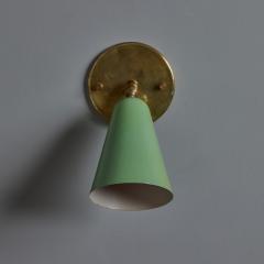  Arteluce Pair of 1950s Green Metal and Brass Sconces for Arteluce - 3919875