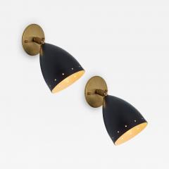  Arteluce Pair of 1950s Perforated Black Model 26B Sconces by Gino Sarfatti for Arteluce - 3167712