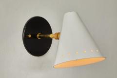  Arteluce Pair of Black White 1950s Italian Sconces in the Manner of Arteluce - 1167556