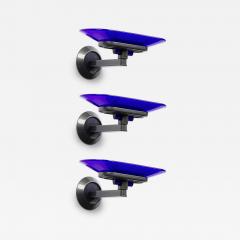  Arteluce Set of 3 Arteluce Italian Mid Century Blue Wall Sconces - 4734423