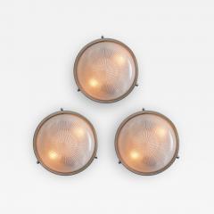  Artemide 1960s Petite Sergio Mazza Pressed Glass Nickeled Brass Wall or Ceiling Lamp - 2649977