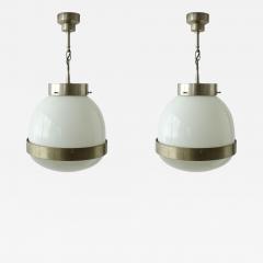  Artemide Sergio Mazza Pair of Large Delta Ceiling Lamps for Artemide Italy 1960s - 3689222