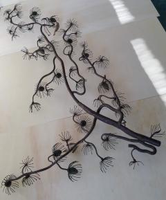  Artes De Mexico Faux Bois Hand Crafted Iron Pinyon Pine Branch Hand Painted Mexican Studio 1970s - 2377395